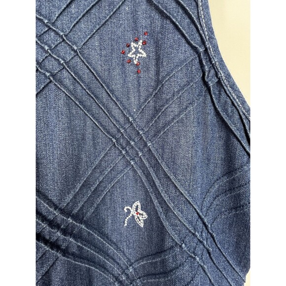 VTG Koret City Blues Maxi Long Dress L Blue Denim Maxi Embroidered Americana - Picture 7 of 10